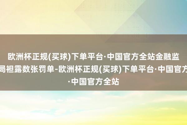 欧洲杯正规(买球)下单平台·中国官方全站金融监管总局袒露数张罚单-欧洲杯正规(买球)下单平台·中国官方全站