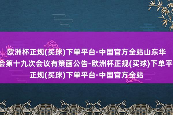 欧洲杯正规(买球)下单平台·中国官方全站山东华鹏：第八届董事会第十九次会议有策画公告-欧洲杯正规(买球)下单平台·中国官方全站