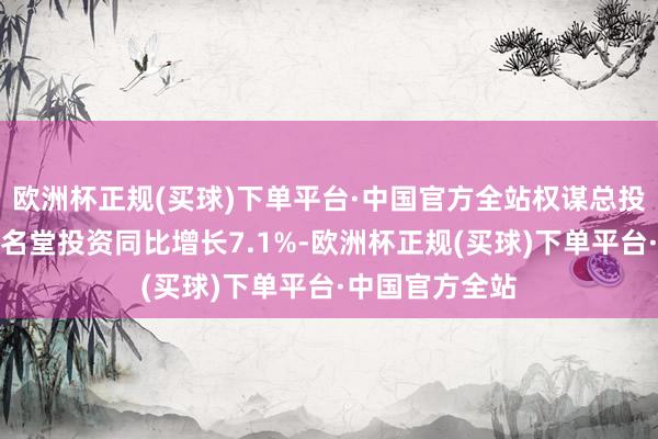 欧洲杯正规(买球)下单平台·中国官方全站权谋总投资亿元及以上名堂投资同比增长7.1%-欧洲杯正规(买球)下单平台·中国官方全站