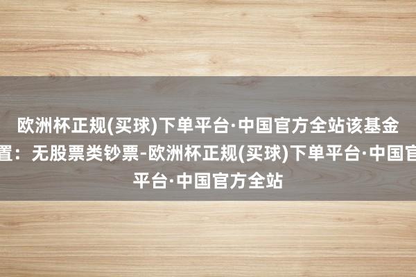 欧洲杯正规(买球)下单平台·中国官方全站该基金钞票设置：无股票类钞票-欧洲杯正规(买球)下单平台·中国官方全站